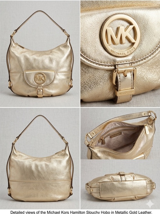 Michael Kors Handbags - Michael Kors Metallic Gold Hobo Shoulder Bag